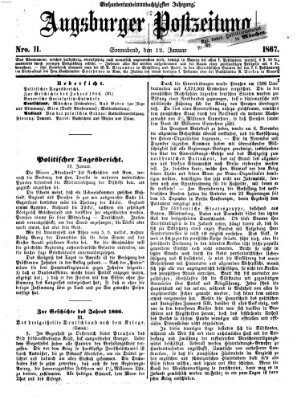 Augsburger Postzeitung Samstag 12. Januar 1867