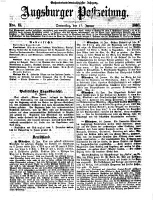 Augsburger Postzeitung Donnerstag 17. Januar 1867