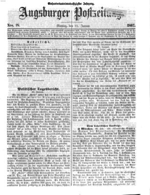 Augsburger Postzeitung Montag 21. Januar 1867