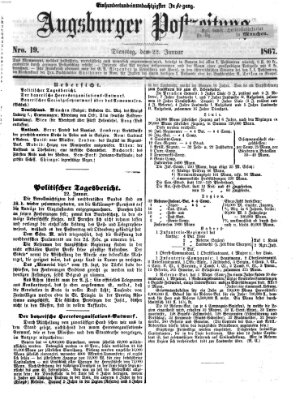 Augsburger Postzeitung Dienstag 22. Januar 1867