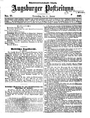 Augsburger Postzeitung Donnerstag 31. Januar 1867