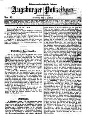 Augsburger Postzeitung Mittwoch 6. Februar 1867