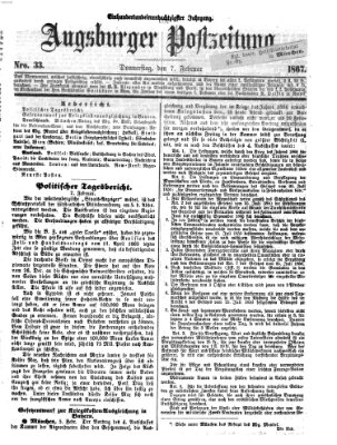 Augsburger Postzeitung Donnerstag 7. Februar 1867