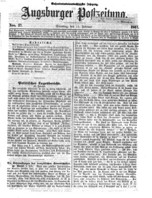 Augsburger Postzeitung Dienstag 12. Februar 1867