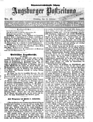 Augsburger Postzeitung Dienstag 19. Februar 1867