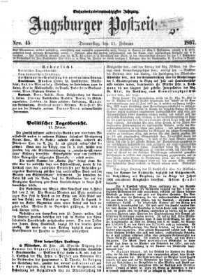 Augsburger Postzeitung Donnerstag 21. Februar 1867