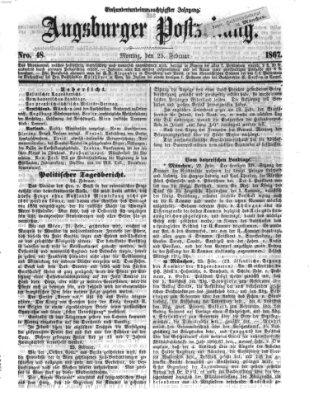 Augsburger Postzeitung Montag 25. Februar 1867