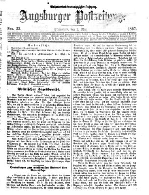 Augsburger Postzeitung Samstag 2. März 1867