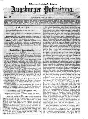 Augsburger Postzeitung Samstag 16. März 1867