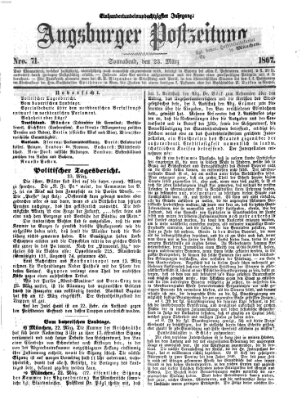 Augsburger Postzeitung Samstag 23. März 1867