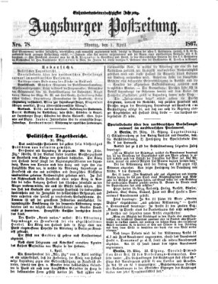 Augsburger Postzeitung Montag 1. April 1867