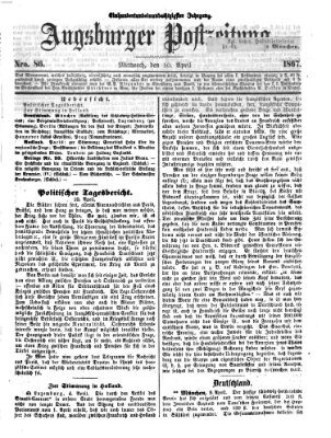 Augsburger Postzeitung Mittwoch 10. April 1867