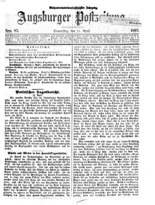 Augsburger Postzeitung Donnerstag 11. April 1867