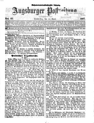 Augsburger Postzeitung Donnerstag 18. April 1867