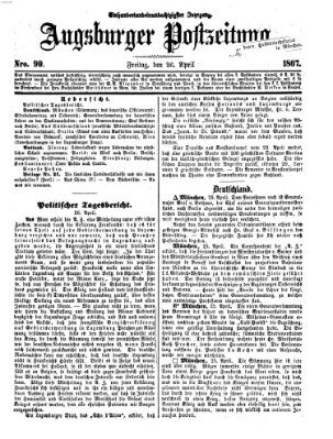 Augsburger Postzeitung Freitag 26. April 1867