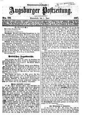 Augsburger Postzeitung Samstag 1. Juni 1867