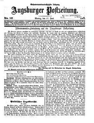 Augsburger Postzeitung Montag 17. Juni 1867