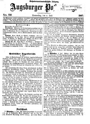 Augsburger Postzeitung Donnerstag 4. Juli 1867