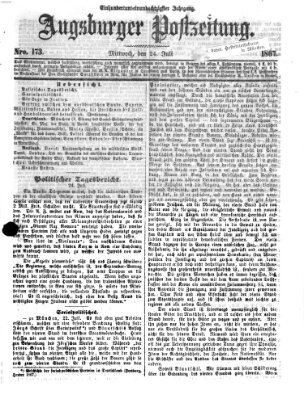 Augsburger Postzeitung Mittwoch 24. Juli 1867