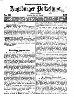 Augsburger Postzeitung Montag 19. August 1867