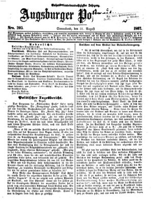 Augsburger Postzeitung Samstag 31. August 1867