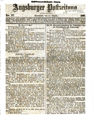 Augsburger Postzeitung Samstag 14. September 1867