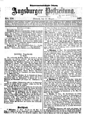 Augsburger Postzeitung Mittwoch 18. September 1867