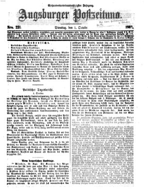 Augsburger Postzeitung Dienstag 1. Oktober 1867