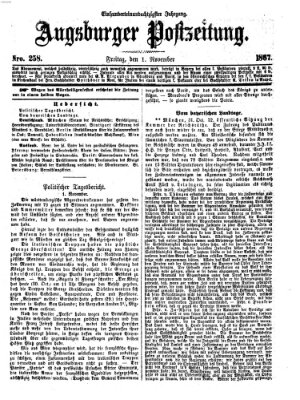 Augsburger Postzeitung Freitag 1. November 1867