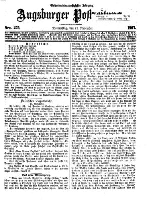 Augsburger Postzeitung Donnerstag 21. November 1867