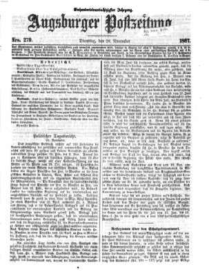 Augsburger Postzeitung Dienstag 26. November 1867