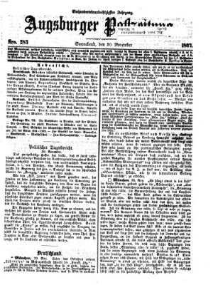 Augsburger Postzeitung Samstag 30. November 1867