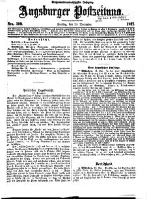 Augsburger Postzeitung Freitag 20. Dezember 1867