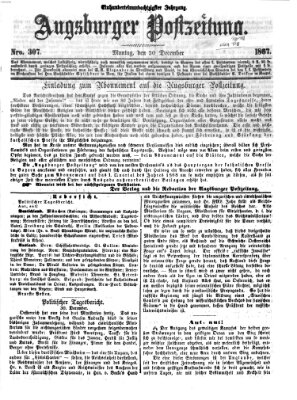 Augsburger Postzeitung Montag 30. Dezember 1867