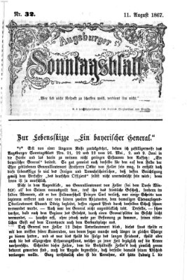 Augsburger Sonntagsblatt (Augsburger Postzeitung) Sonntag 11. August 1867