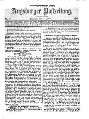 Augsburger Postzeitung Samstag 18. Januar 1868