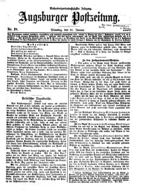 Augsburger Postzeitung Dienstag 21. Januar 1868