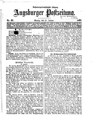 Augsburger Postzeitung Montag 27. Januar 1868