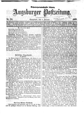 Augsburger Postzeitung Samstag 8. Februar 1868