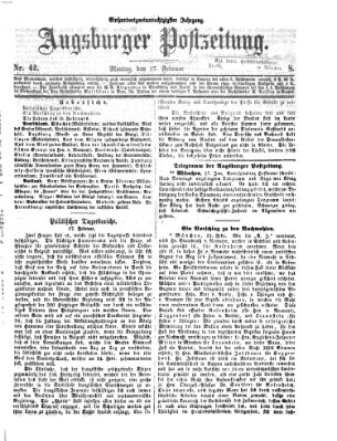 Augsburger Postzeitung Montag 17. Februar 1868