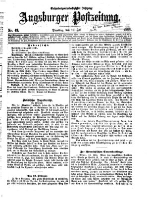 Augsburger Postzeitung Dienstag 18. Februar 1868