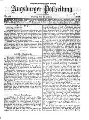 Augsburger Postzeitung Dienstag 25. Februar 1868