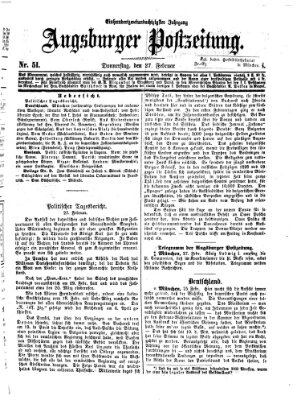 Augsburger Postzeitung Donnerstag 27. Februar 1868