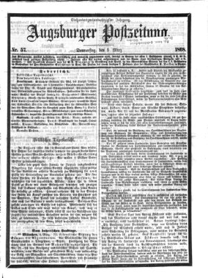 Augsburger Postzeitung Donnerstag 5. März 1868