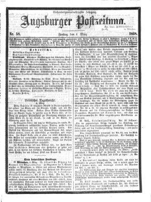 Augsburger Postzeitung Freitag 6. März 1868