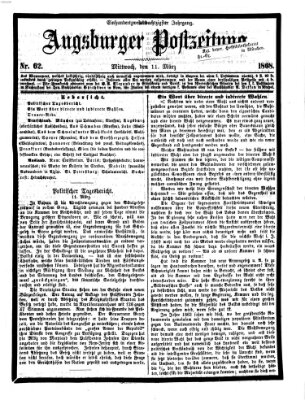 Augsburger Postzeitung Mittwoch 11. März 1868