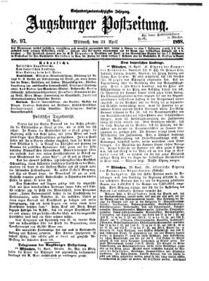 Augsburger Postzeitung Mittwoch 22. April 1868