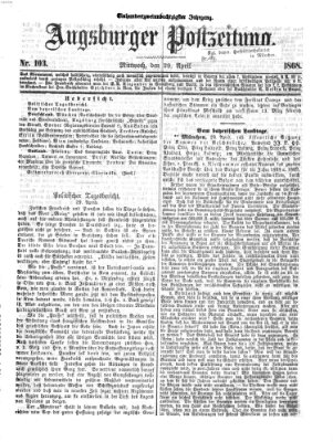 Augsburger Postzeitung Mittwoch 29. April 1868