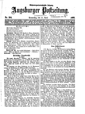 Augsburger Postzeitung Donnerstag 30. April 1868