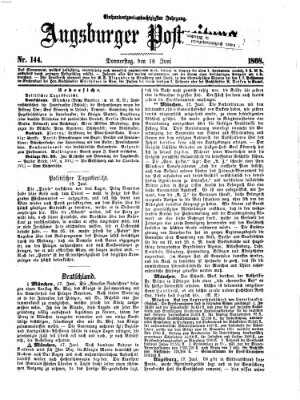 Augsburger Postzeitung Donnerstag 18. Juni 1868